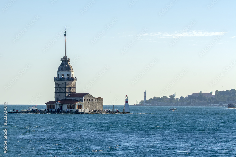  Maiden's Tower or Kiz Kulesi located in the middle of Bosporus, Istanbul 