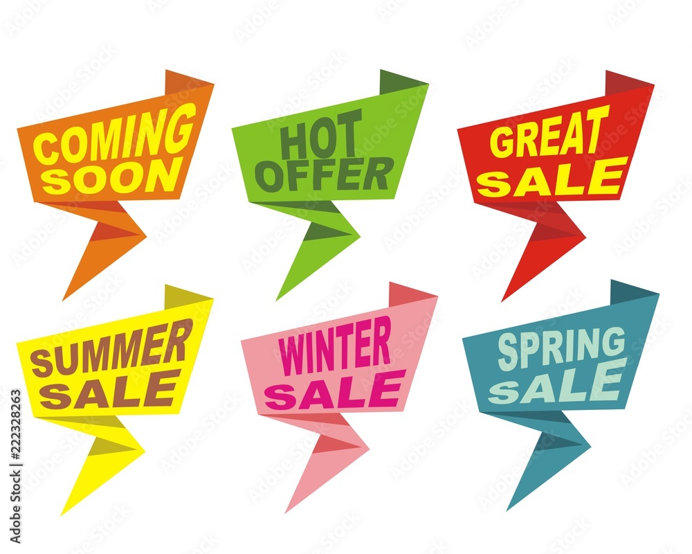 Set of banner sale color ribbon on white background Set of banner sale color ribbon on white background