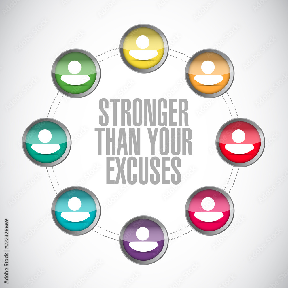 Stronger than Excuses network diagram sign concept Stronger than Excuses network diagram sign concept