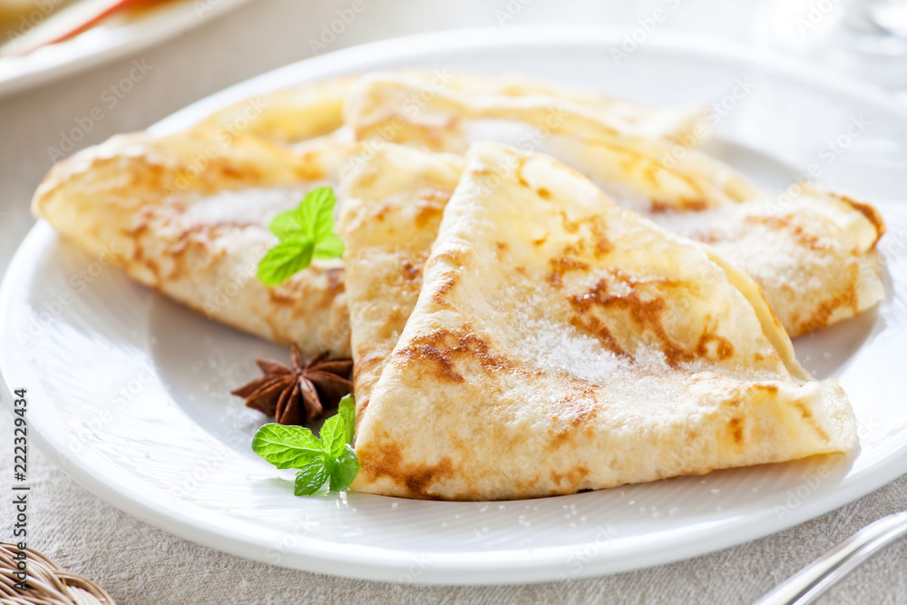 French Crepes With Sugar