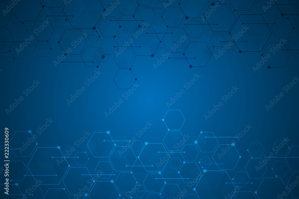 Obraz premium Abstract blue hexagon background , Technology polygonal concept with copy space