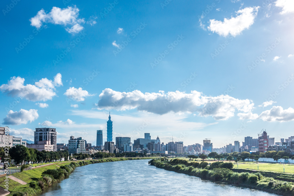 Serenity cityscape with skyscraper and river in Taipei, Taiwan. Serenity cityscape with skyscraper and river in Taipei, Taiwan.