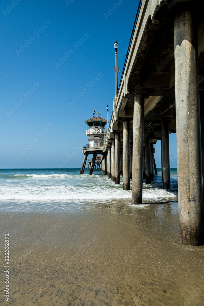 Huntington Beach Pier with blue sky