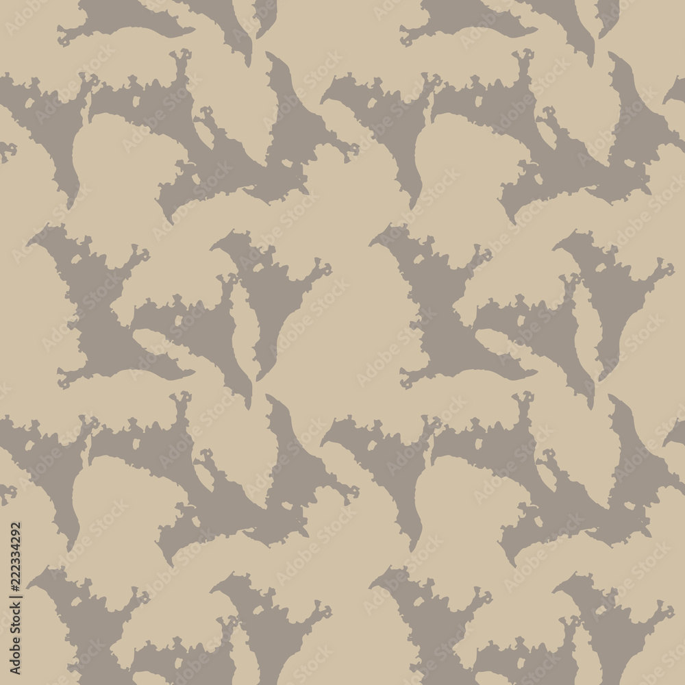 UFO military camouflage seamless pattern in different shades of beige and brown colors