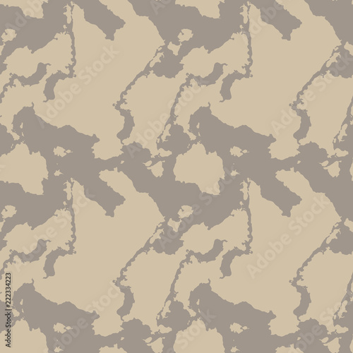 Fototapeta Naklejka Na Ścianę i Meble -  UFO military camouflage seamless pattern in different shades of beige and brown colors