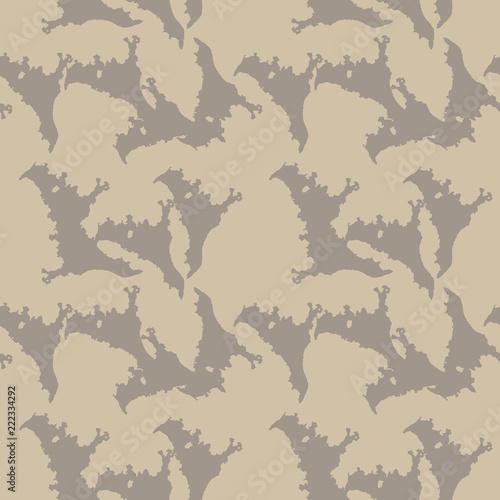 UFO military camouflage seamless pattern in different shades of beige and brown colors