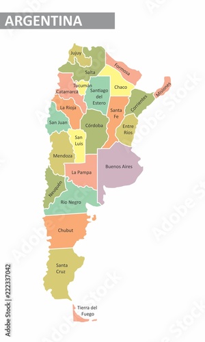 Fotografia, Obraz Argentina colorful map