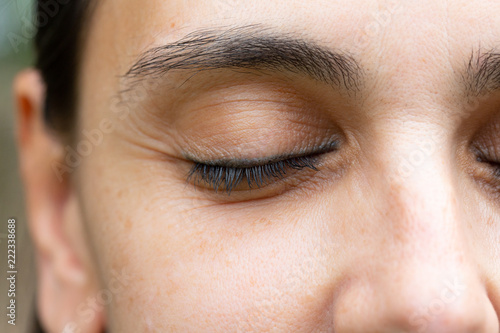 Macro image of close eye of woman