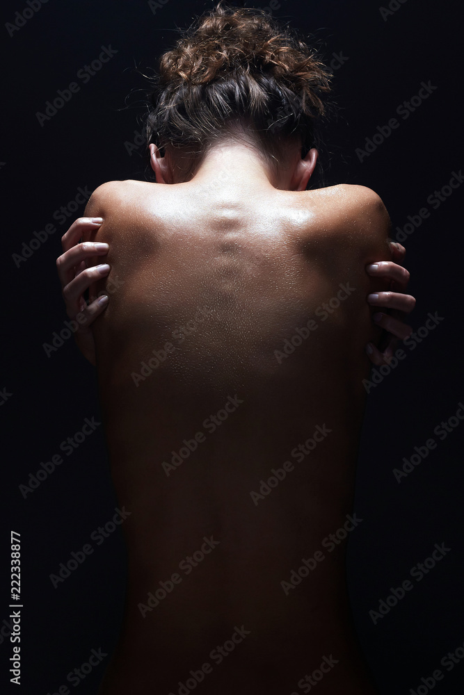 nude body girl in studio. Naked woman back nude body girl in studio. Naked woman back