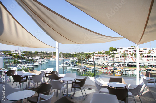 View of the marina at Cala Llonga, Cala d'Or from a hotel