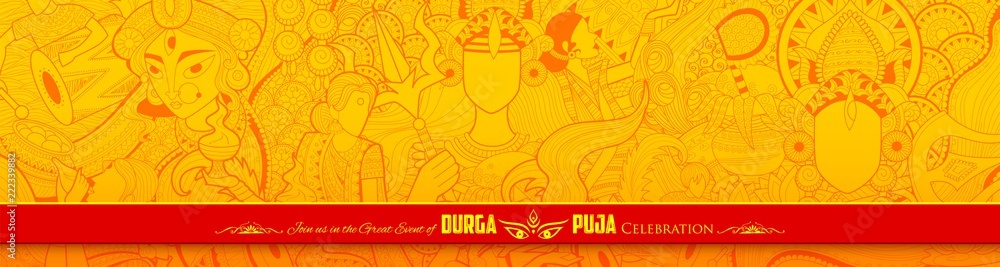 Fototapeta premium Goddess Durga in Happy Dussehra Navratri background