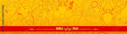 Goddess Durga in Happy Dussehra Navratri background