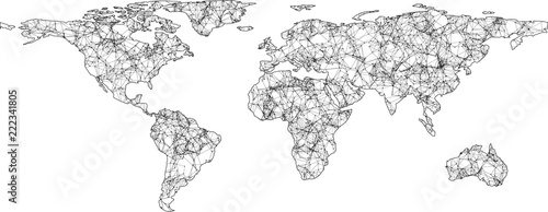 Abstract Digital World Web Map. Abstract Telecommunication World Map. Isolated. 