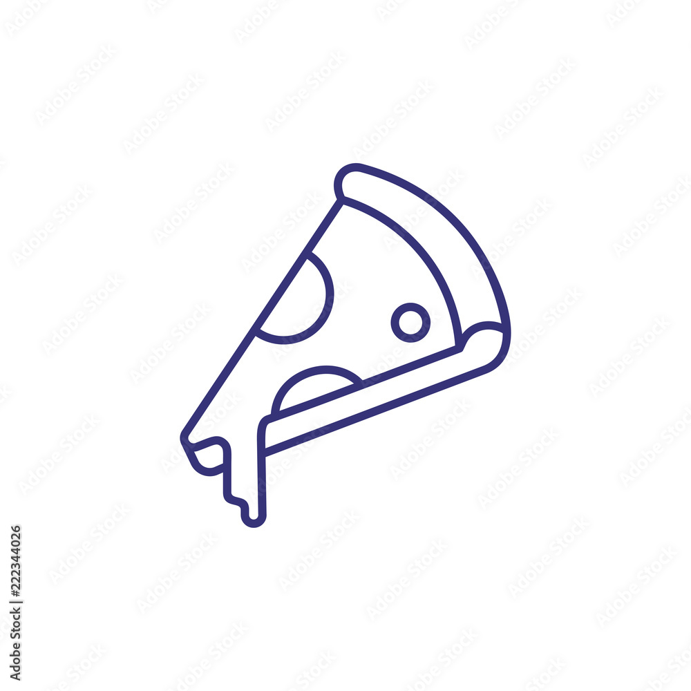 Fototapeta premium Pizza slice line icon. Pizzeria, Italian food, snack. Restaurant concept. Vector illustration can be used for topics like food, menu, unhealthy eating