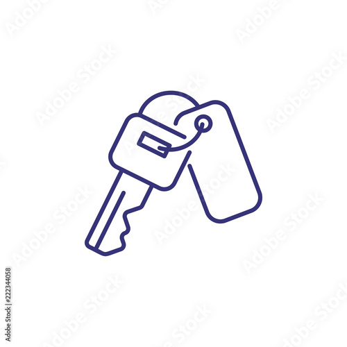 Room key line icon. Lock, access, apartment, trinket.
Hotel concept. Vector illustration can be used for topics like security, mortgage, travelling