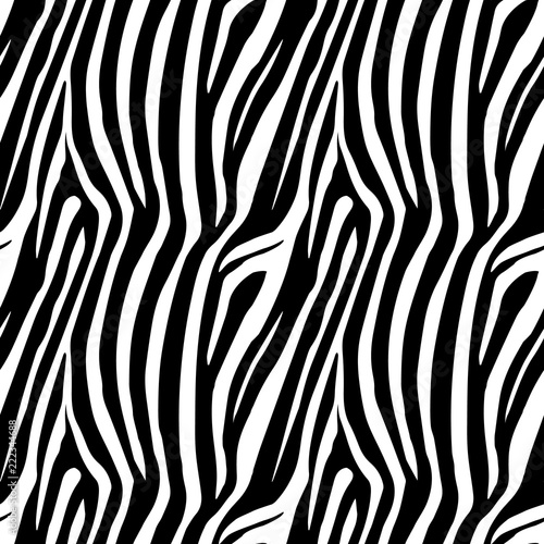 Zebra Stripes Seamless Pattern. Zebra print  animal skin  tiger stripes  abstract pattern  line background  fabric. Amazing hand drawn vector illustration. Poster  banner. Black and white artwork