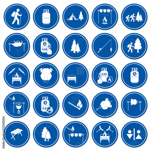 Set of travel and camping equipment icons