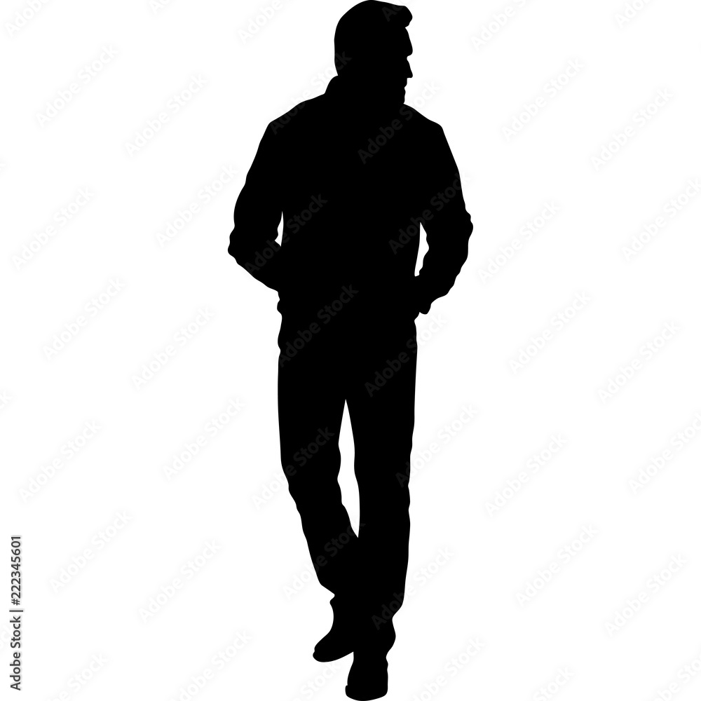 Silhouette of man black and white  illustration