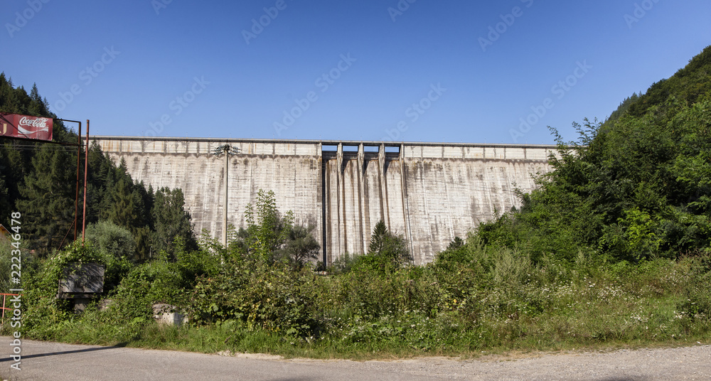BICAZ, NEAMT, ROMANIA - AUGUST 09, 2018: A view of Bicaz Dam on August 09, 2018 in Bicaz. BICAZ, NEAMT, ROMANIA - AUGUST 09, 2018: A view of Bicaz Dam on August 09, 2018 in Bicaz.
