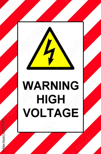 warning high voltage sign board