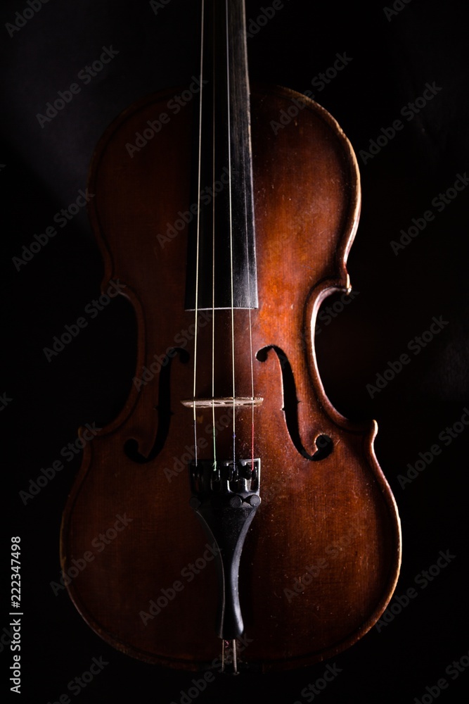 Front View of a Violin, Isolated on Black Front View of a Violin, Isolated on Black
