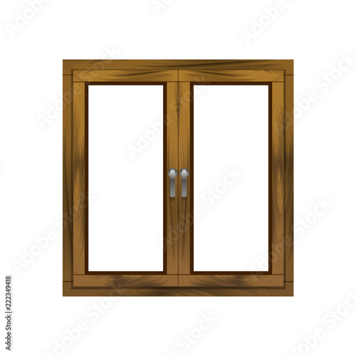 Realistic Detailed 3d Wooden Window Frame. Vector