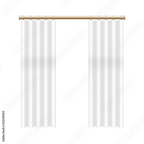 Realistic Detailed 3d Transparent Window Curtain. Vector