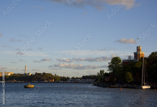 Boats and landmarks at Stockholm waterfront at sunset © Hans Baath