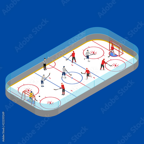 Ice Hockey Arena Competition Concept 3d Isometric View. Vector
