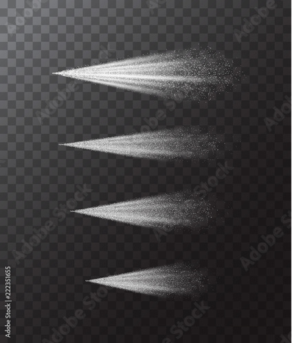 Water Spray White Fog Set on a Transparent Background. Vector