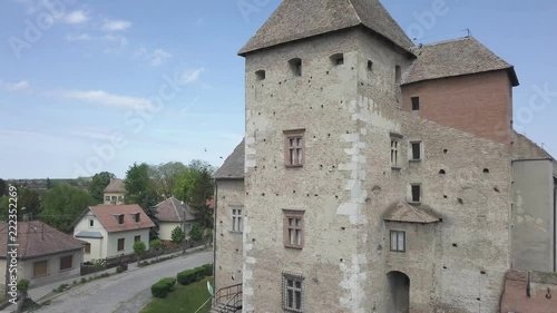 Aerial drone view to medieval castle of Simontornya, Hungary photo