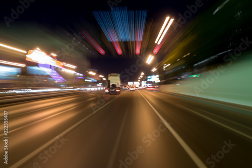 Blured road with lights with car on high speed