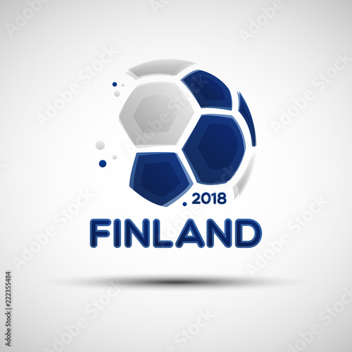 Abstract soccer ball with Finnish national flag colors