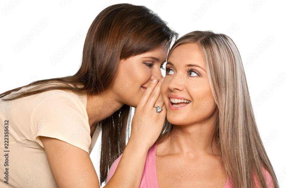 Portrait of Two Girlfriends / Sisters Gossiping Portrait of Two Girlfriends / Sisters Gossiping