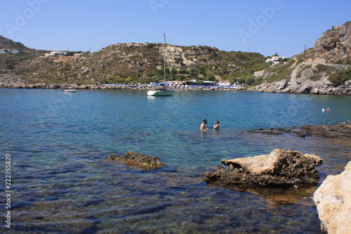 the beautiful beach at Anthony Quinn Bay Rhodes - Greece