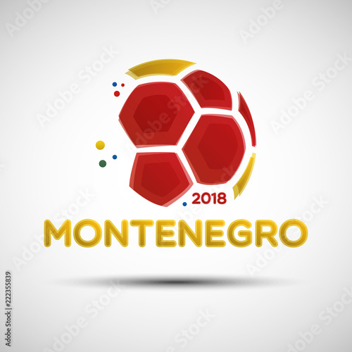 Abstract soccer ball with Montenegro national flag colors