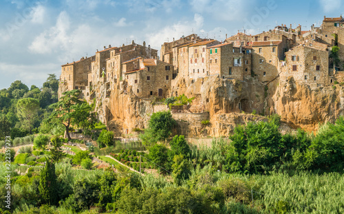 Panoramic sight of Pitigliano in a sunny summer afternoon. Province of Grosseto  Tuscany  Italy.