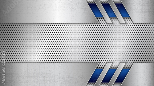 Stainless steel metal panel with grunge overlay metallic texture