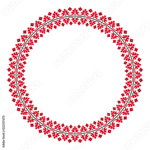 Traditional ethnic round geometric embroidered pattern