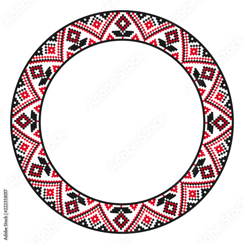 Traditional ethnic round geometric embroidered pattern