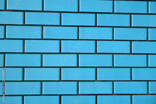 Texture of blue ceramic bricks