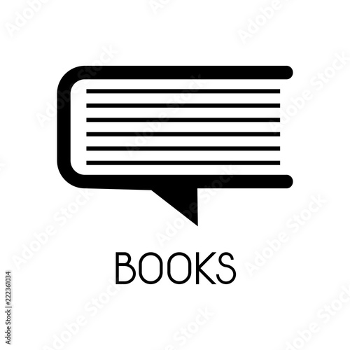 Logotipo BOOKS con comentario como libro en color negro