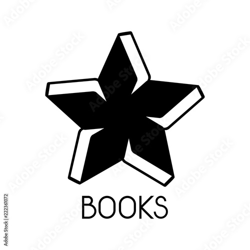 Logotipo BOOKS con estrella con libros en color negro