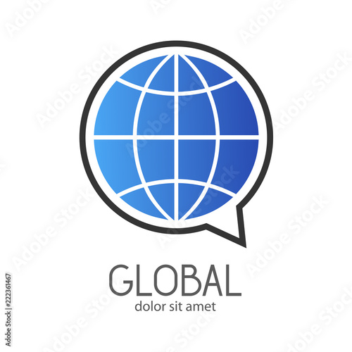 Logotipo GLOBAL en burbuja con mundo en azul y gris
