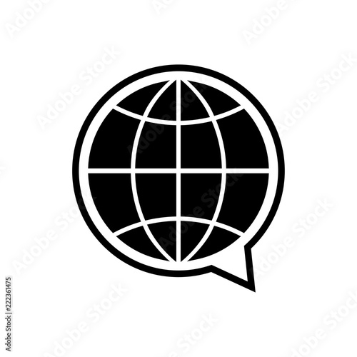 Logotipo burbuja con mundo en color negro