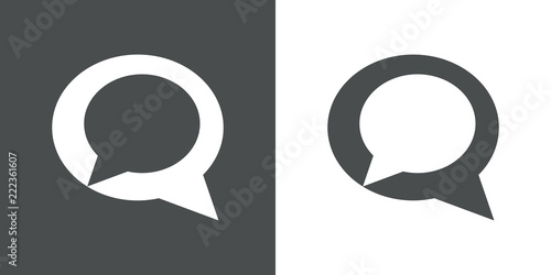 Logotipo conversacion con burbuja circulo en espacio negativo en gris y blanco