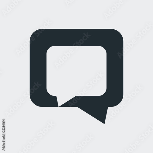 Logotipo conversacion con burbuja cuadrado en espacio negativo en fondo gris