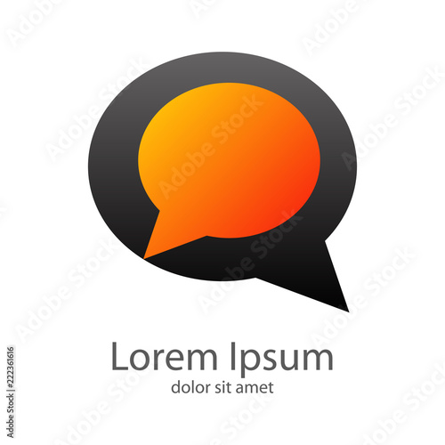 Logotipo conversacion con burbuja circulo en gris y naranja