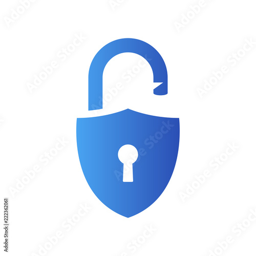 Logotipo escudo con cerradura en color azul