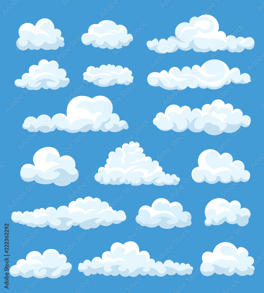 Set of cartoon clouds Set of cartoon clouds
